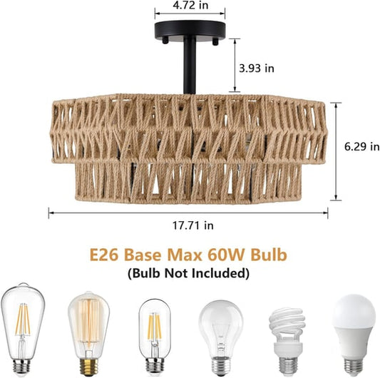 Farmhouse Semi Flush Mount Ceiling Light