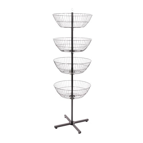 SSWBasics 4-Basket Wire Floor Spinner Rack and Dump Bin