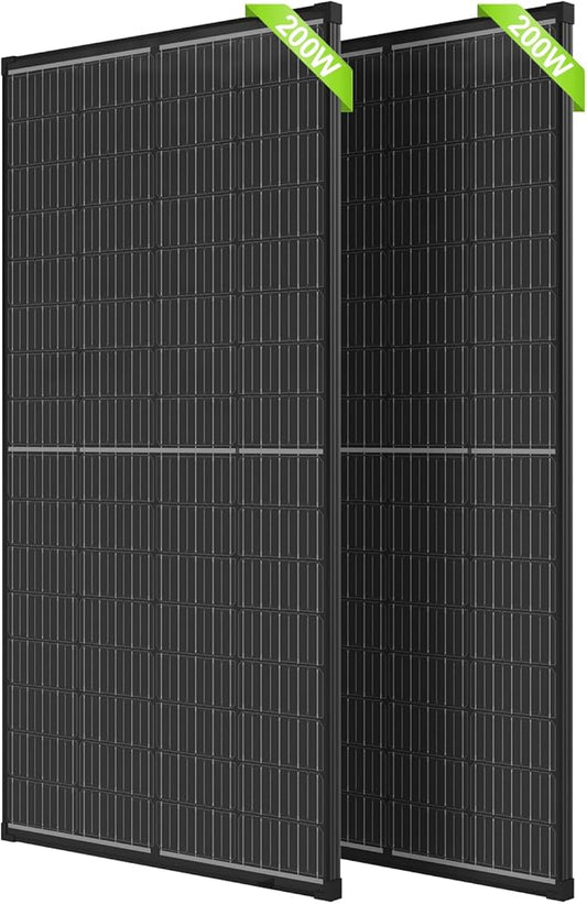 2PCS 200 Watt Solar Panel, 24% High-Efficiency Monocrystalline PV Module