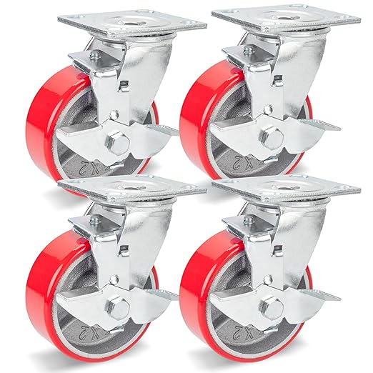 Nefish 5 Inch Industrial Casters Set of 4, Heavy Duty Casters