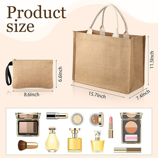 Silkfly 8 Set Burlap Tote Bag