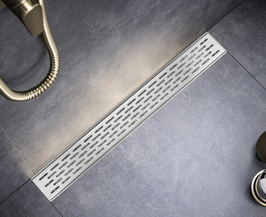 Linear Floor Drain with Removable Decorative Cover, Stainless Steel 24"