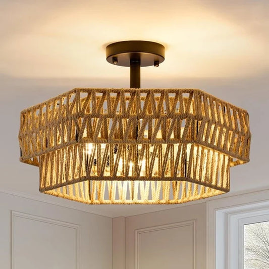 Farmhouse Semi Flush Mount Ceiling Light