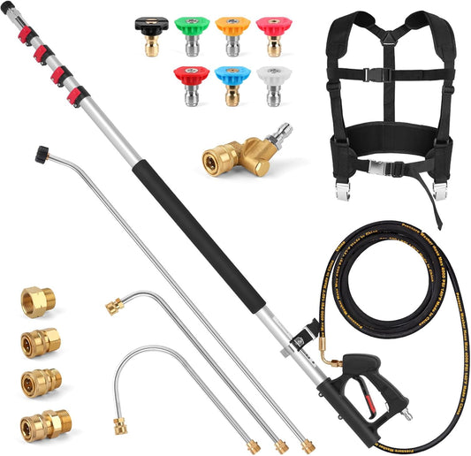 24 FT Telescoping Pressure Washer Wand with Power Washer Extension Wand